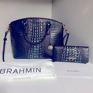 ULTRARARE BRAHMIN DUXBURY SATCHEL PETROL GRAVITY W/ MATCHING WALLET